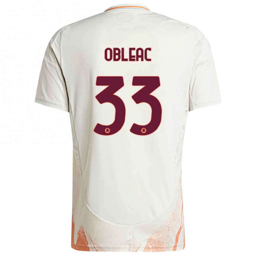 Herren Fußball Matteo Obleac #33 Cremeweiß Orange Auswärtstrikot Trikot 2024/25 T-Shirt Luxemburg