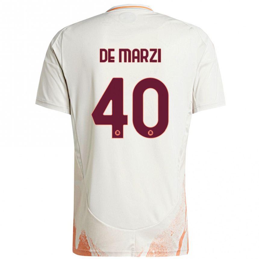 Herren Fußball Giorgio De Marzi #40 Cremeweiß Orange Auswärtstrikot Trikot 2024/25 T-Shirt Luxemburg