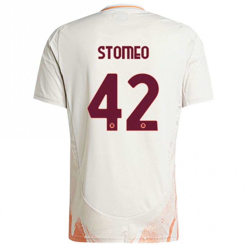 Herren Fußball Giorgio Stomeo #42 Cremeweiß Orange Auswärtstrikot Trikot 2024/25 T-Shirt Luxemburg