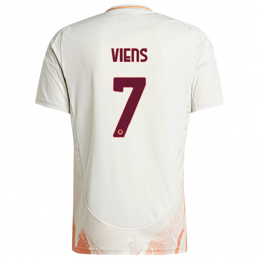 Herren Fußball Evelyne Viens #7 Cremeweiß Orange Auswärtstrikot Trikot 2024/25 T-Shirt Luxemburg