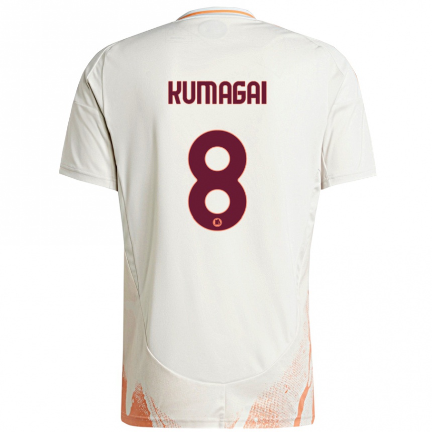 Herren Fußball Saki Kumagai #8 Cremeweiß Orange Auswärtstrikot Trikot 2024/25 T-Shirt Luxemburg