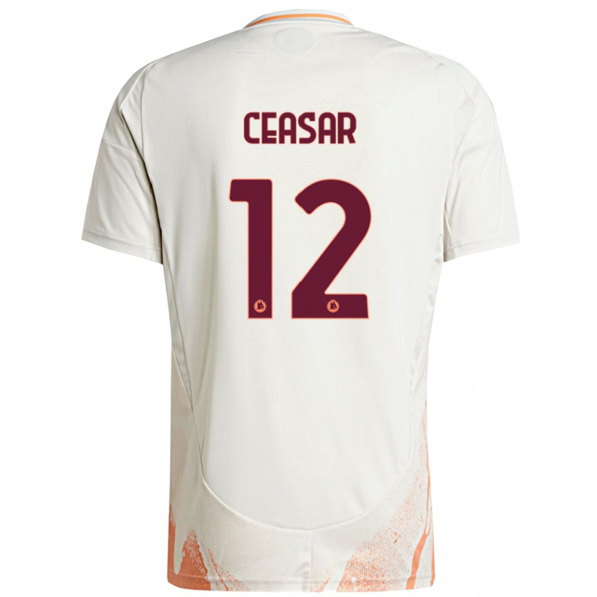 Herren Fußball Camelia Ceasar #12 Cremeweiß Orange Auswärtstrikot Trikot 2024/25 T-Shirt Luxemburg