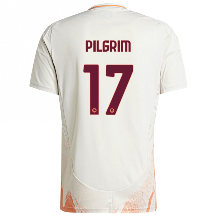 Herren Fußball Alayah Pilgrim #17 Cremeweiß Orange Auswärtstrikot Trikot 2024/25 T-Shirt Luxemburg