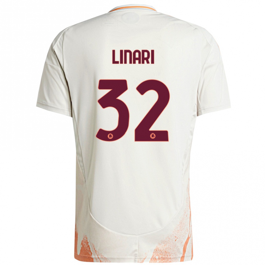 Herren Fußball Elena Linari #32 Cremeweiß Orange Auswärtstrikot Trikot 2024/25 T-Shirt Luxemburg