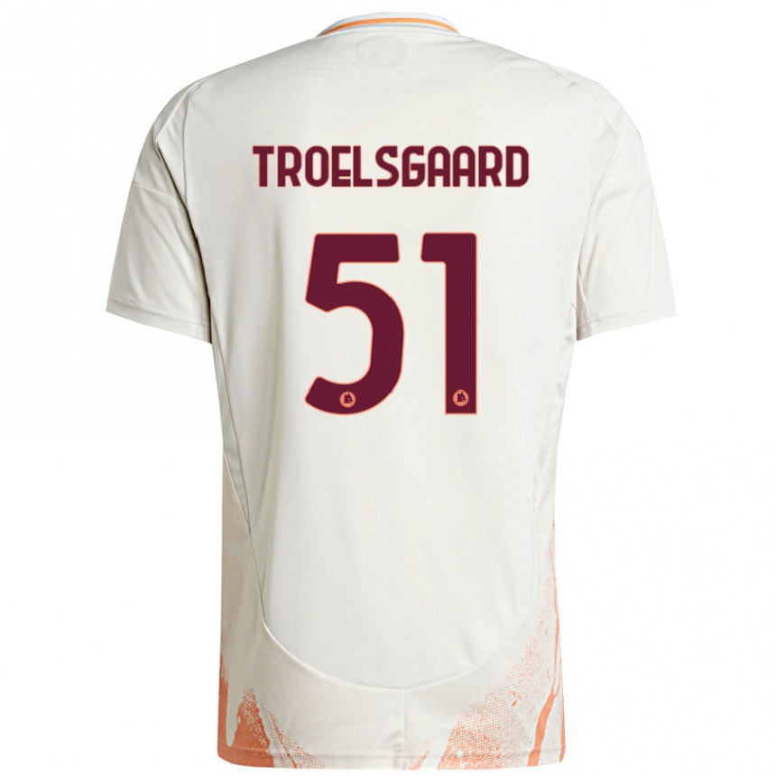 Herren Fußball Sanne Troelsgaard #51 Cremeweiß Orange Auswärtstrikot Trikot 2024/25 T-Shirt Luxemburg