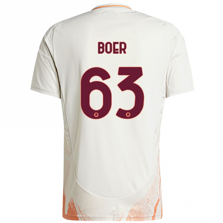 Herren Fußball Pietro Boer #63 Cremeweiß Orange Auswärtstrikot Trikot 2024/25 T-Shirt Luxemburg