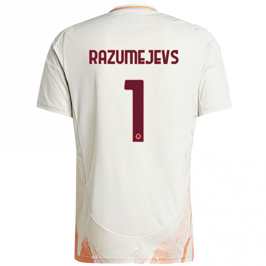 Herren Fußball Vladislavs Razumejevs #1 Cremeweiß Orange Auswärtstrikot Trikot 2024/25 T-Shirt Luxemburg