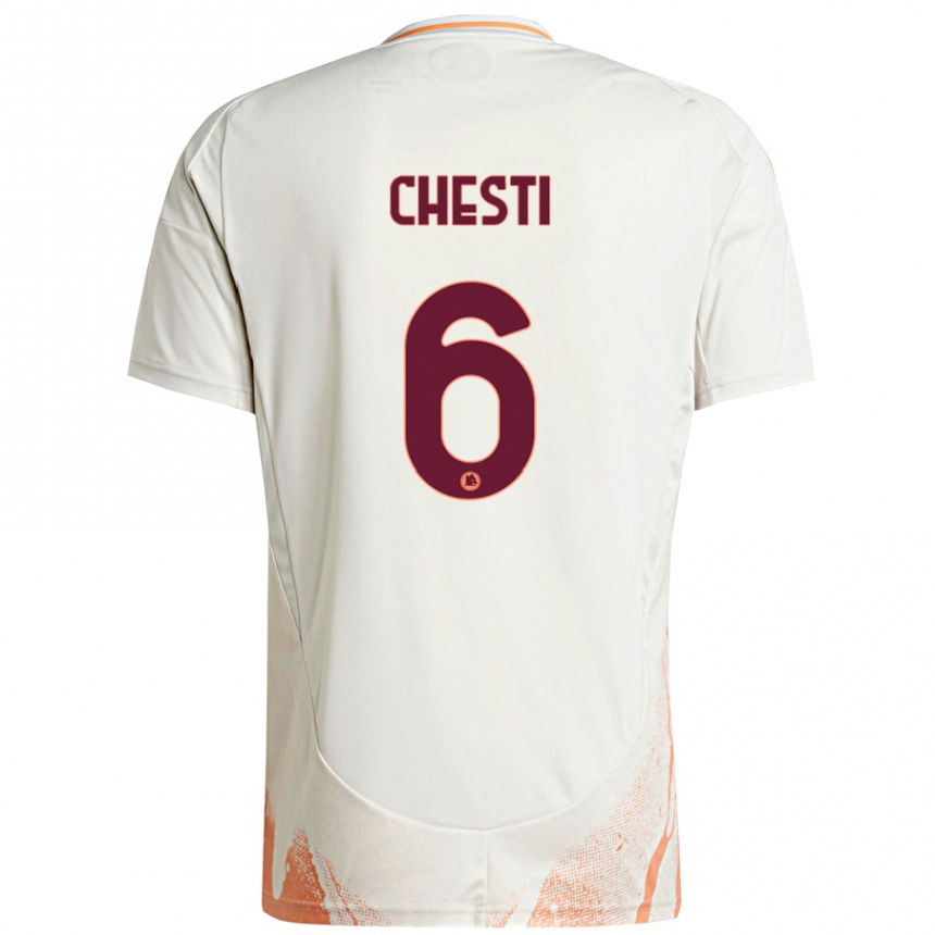 Herren Fußball Francesco Chesti #6 Cremeweiß Orange Auswärtstrikot Trikot 2024/25 T-Shirt Luxemburg