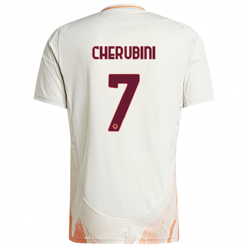 Herren Fußball Luigi Cherubini #7 Cremeweiß Orange Auswärtstrikot Trikot 2024/25 T-Shirt Luxemburg