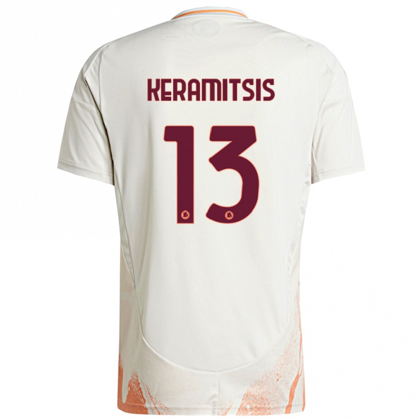 Herren Fußball Dimitrios Keramitsis #13 Cremeweiß Orange Auswärtstrikot Trikot 2024/25 T-Shirt Luxemburg