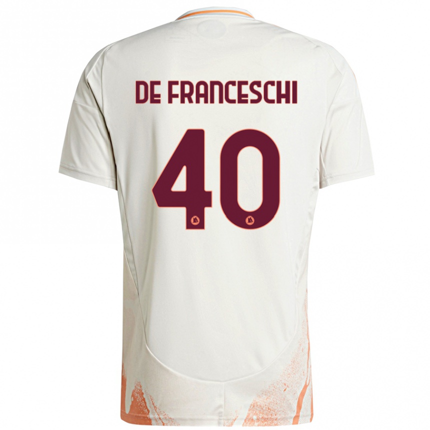 Herren Fußball Leonardo De Franceschi #40 Cremeweiß Orange Auswärtstrikot Trikot 2024/25 T-Shirt Luxemburg