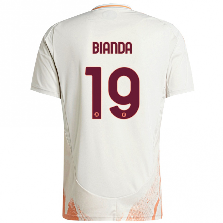 Herren Fußball William Bianda #19 Cremeweiß Orange Auswärtstrikot Trikot 2024/25 T-Shirt Luxemburg