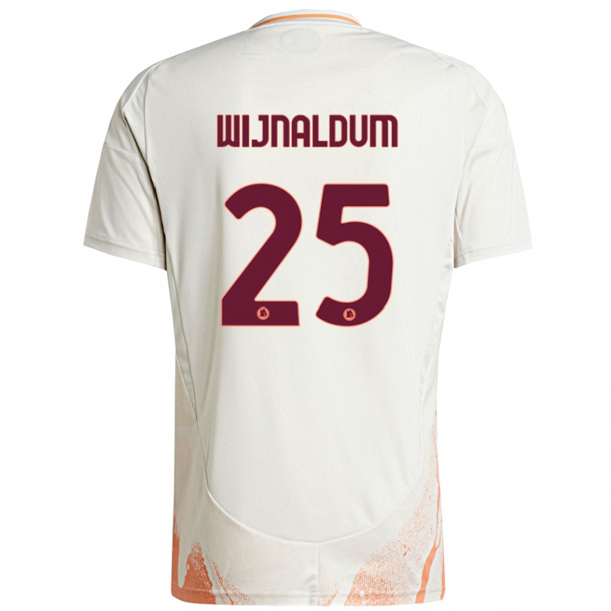 Herren Fußball Georginio Wijnaldum #25 Cremeweiß Orange Auswärtstrikot Trikot 2024/25 T-Shirt Luxemburg