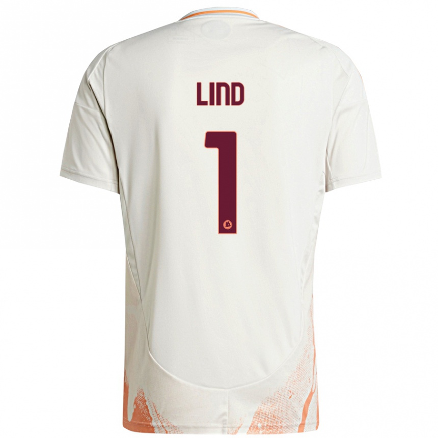 Herren Fußball Emma Lind #1 Cremeweiß Orange Auswärtstrikot Trikot 2024/25 T-Shirt Luxemburg