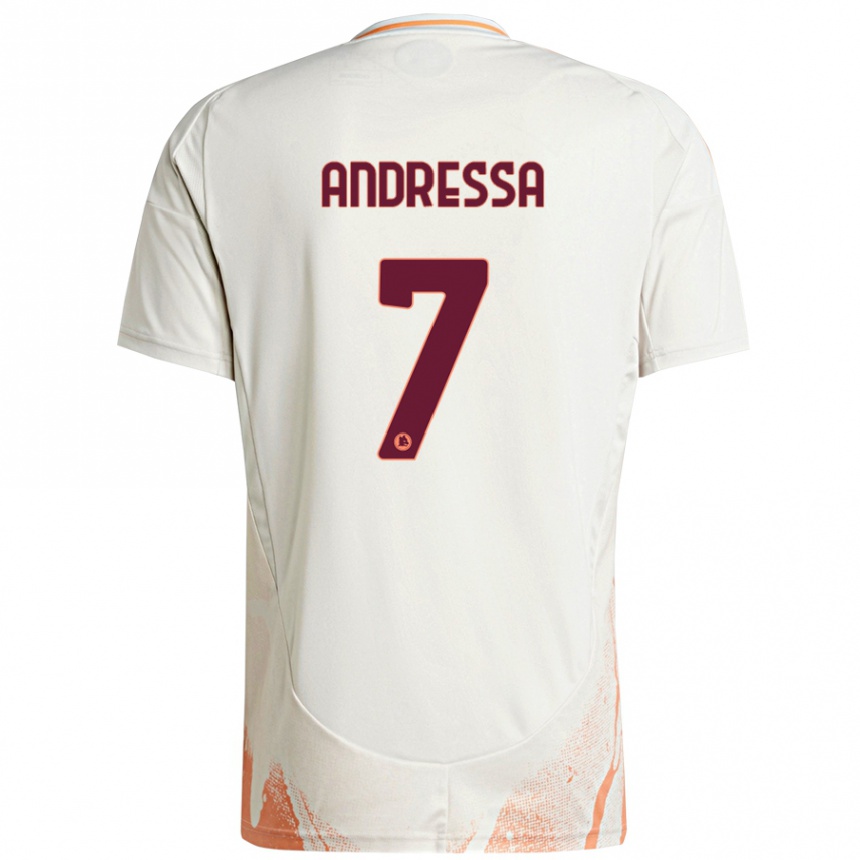 Herren Fußball Andressa #7 Cremeweiß Orange Auswärtstrikot Trikot 2024/25 T-Shirt Luxemburg