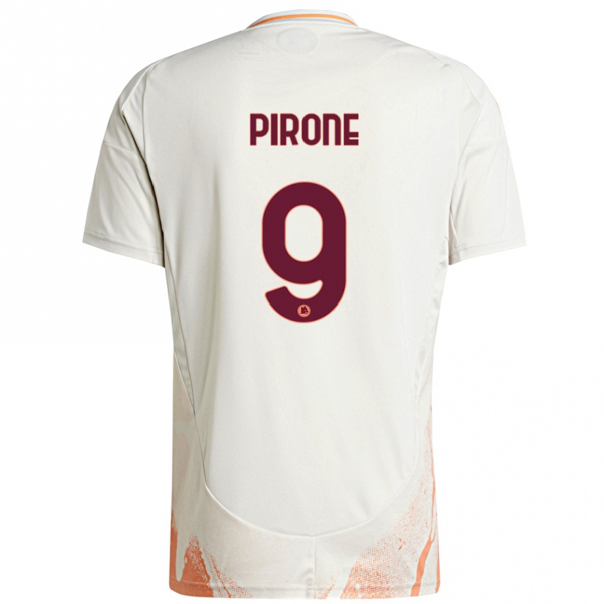 Herren Fußball Valeria Pirone #9 Cremeweiß Orange Auswärtstrikot Trikot 2024/25 T-Shirt Luxemburg