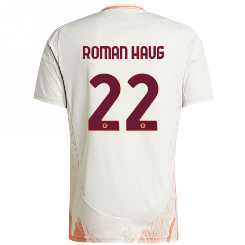 Herren Fußball Sophie Roman Haug #22 Cremeweiß Orange Auswärtstrikot Trikot 2024/25 T-Shirt Luxemburg