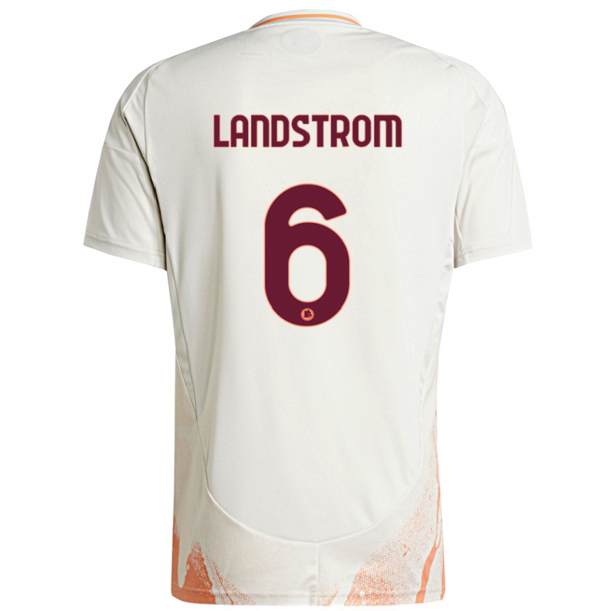 Herren Fußball Elin Landstrom #6 Cremeweiß Orange Auswärtstrikot Trikot 2024/25 T-Shirt Luxemburg