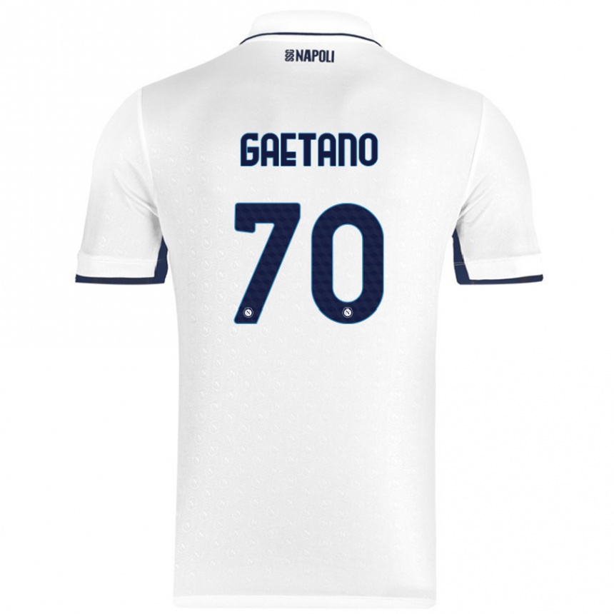 Herren Fußball Gianluca Gaetano #70 Weiß Königsblau Auswärtstrikot Trikot 2024/25 T-Shirt Luxemburg