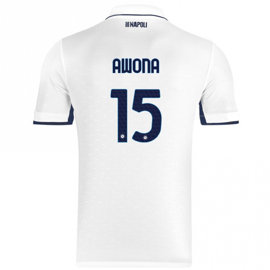 Herren Fußball Aurelle Awona #15 Weiß Königsblau Auswärtstrikot Trikot 2024/25 T-Shirt Luxemburg