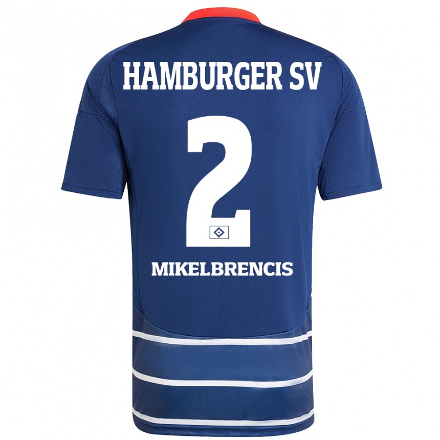 Herren Fußball William Mikelbrencis #2 Dunkelblau Auswärtstrikot Trikot 2024/25 T-Shirt Luxemburg