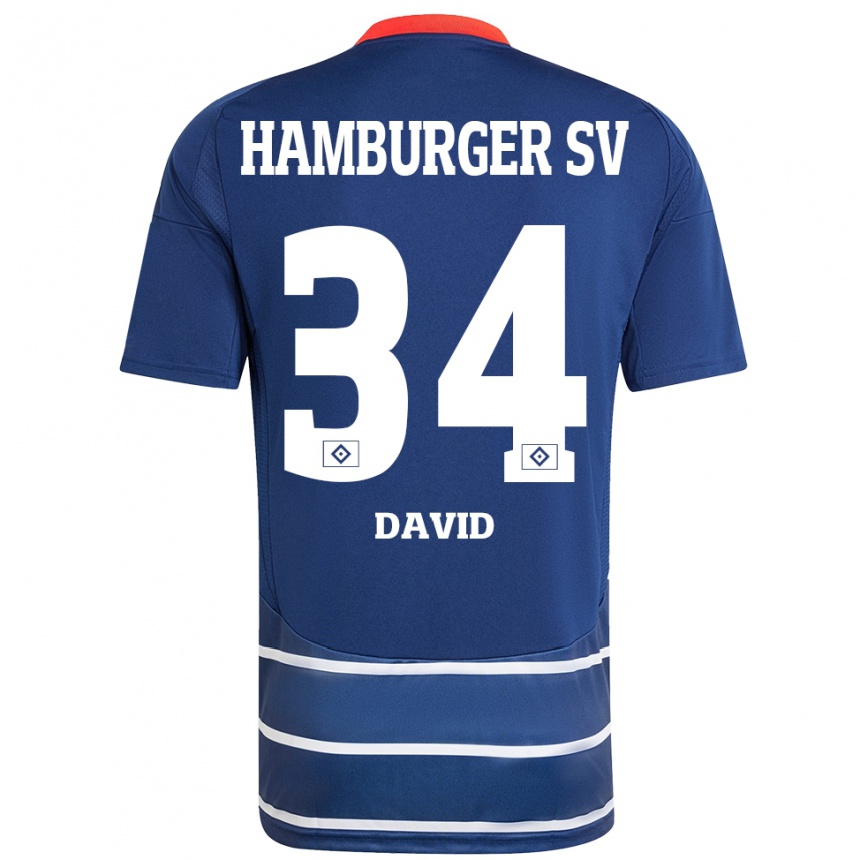 Herren Fußball Jonas David #34 Dunkelblau Auswärtstrikot Trikot 2024/25 T-Shirt Luxemburg