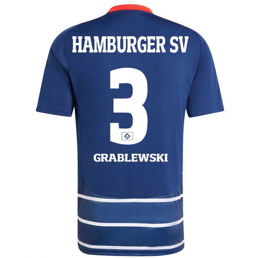 Herren Fußball Max Grablewski #3 Dunkelblau Auswärtstrikot Trikot 2024/25 T-Shirt Luxemburg