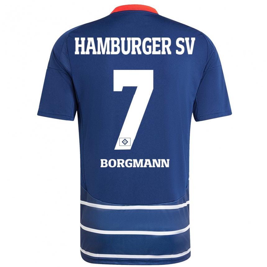 Herren Fußball Marcus Borgmann #7 Dunkelblau Auswärtstrikot Trikot 2024/25 T-Shirt Luxemburg