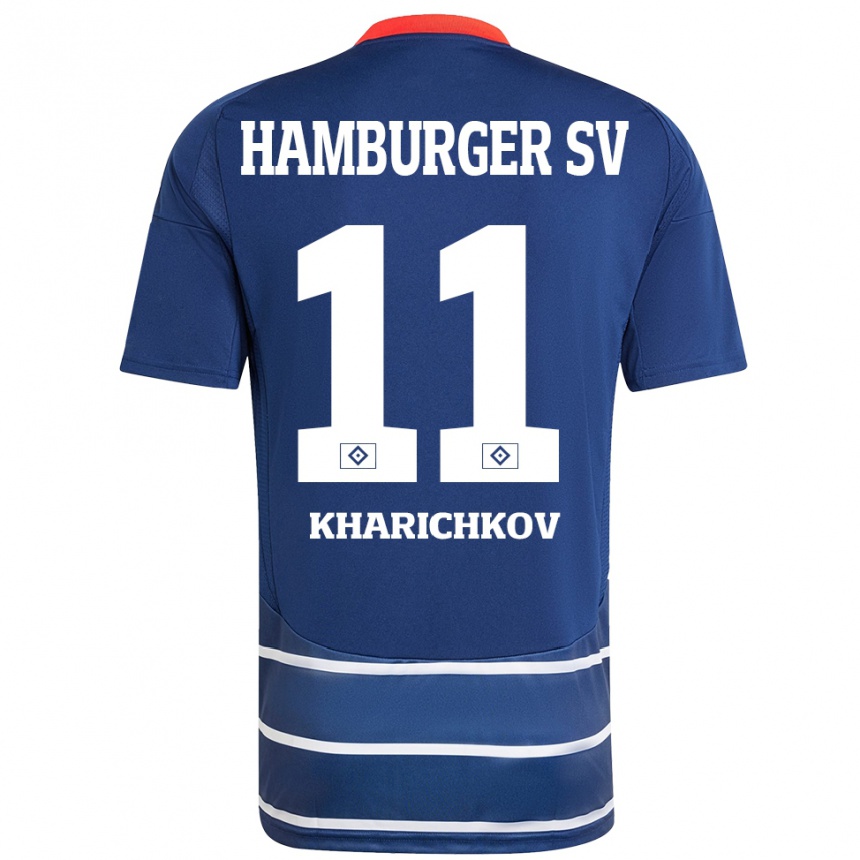 Herren Fußball Valentyn Kharichkov #11 Dunkelblau Auswärtstrikot Trikot 2024/25 T-Shirt Luxemburg