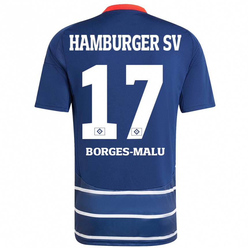 Herren Fußball Louis Borges-Malu #17 Dunkelblau Auswärtstrikot Trikot 2024/25 T-Shirt Luxemburg