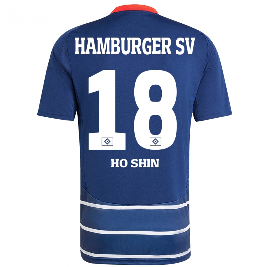 Herren Fußball Jae Ho Shin #18 Dunkelblau Auswärtstrikot Trikot 2024/25 T-Shirt Luxemburg