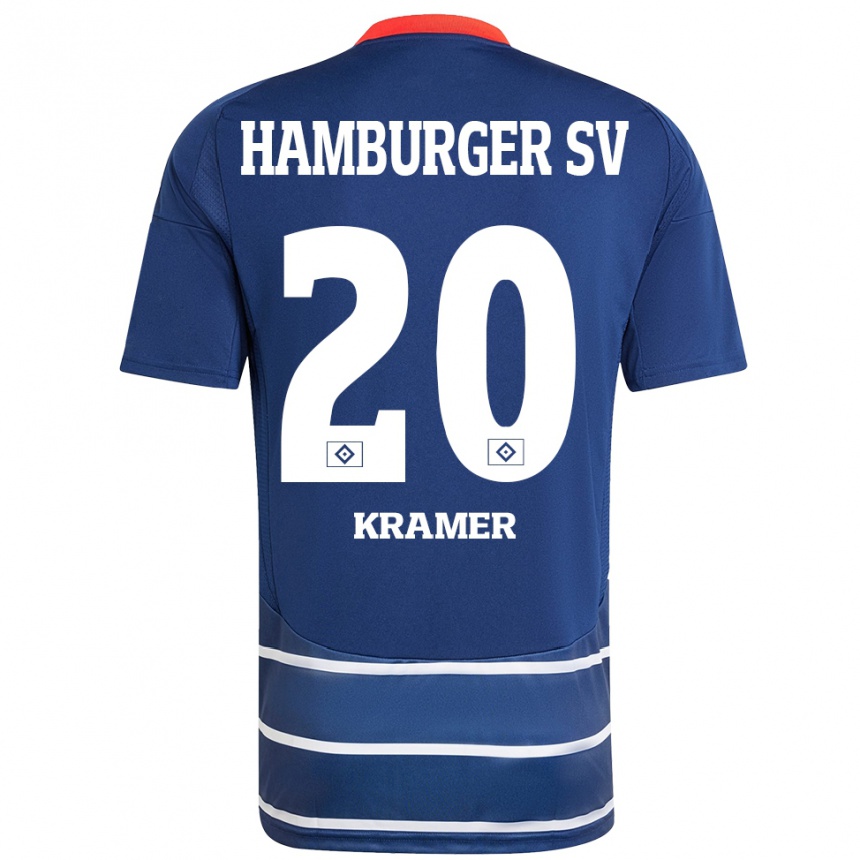 Herren Fußball Timon Kramer #20 Dunkelblau Auswärtstrikot Trikot 2024/25 T-Shirt Luxemburg