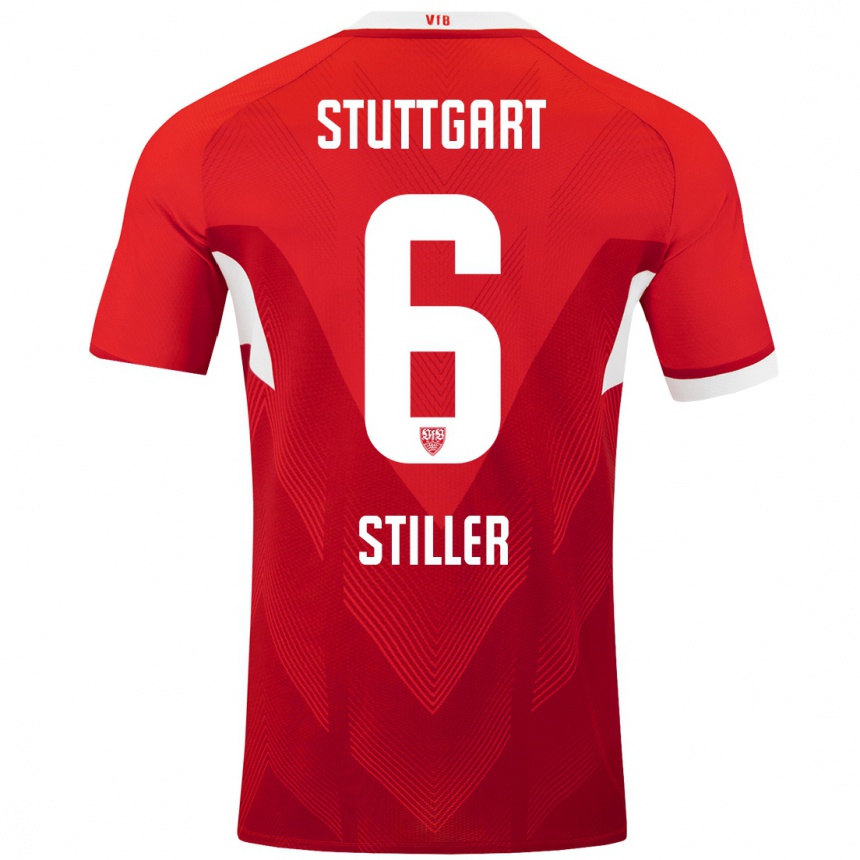 Herren Fußball Angelo Stiller #6 Rot Weiß Auswärtstrikot Trikot 2024/25 T-Shirt Luxemburg