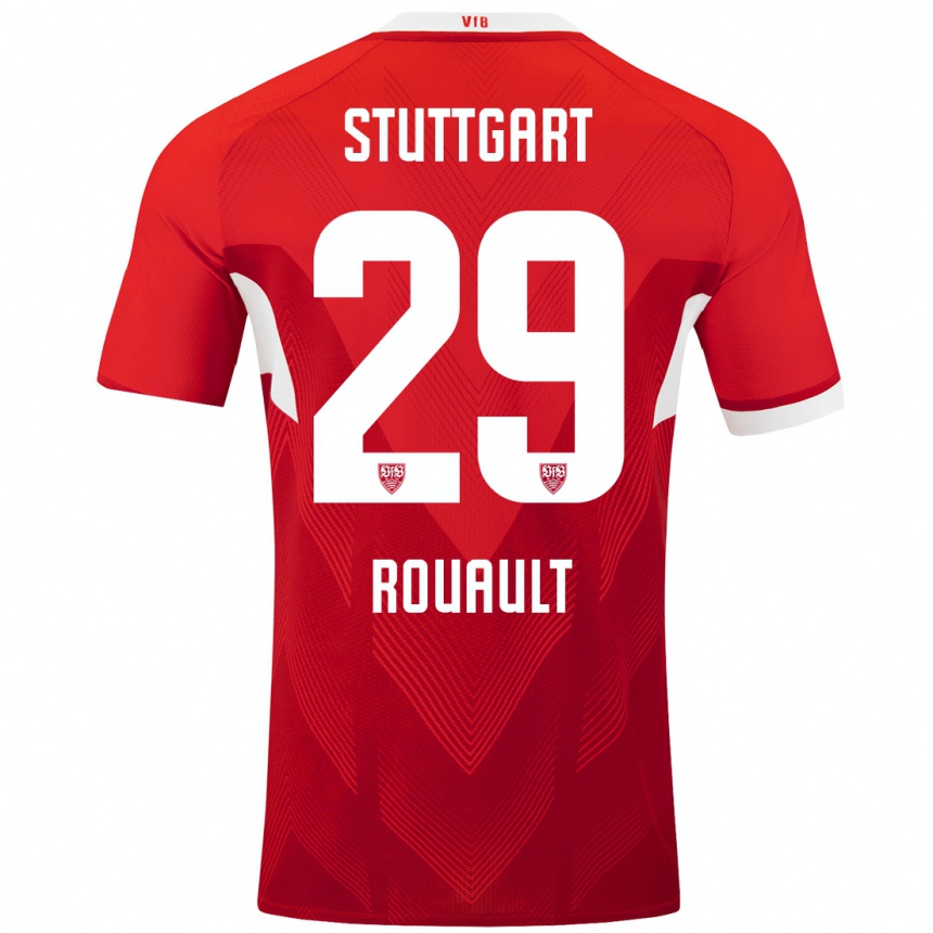 Herren Fußball Anthony Rouault #29 Rot Weiß Auswärtstrikot Trikot 2024/25 T-Shirt Luxemburg