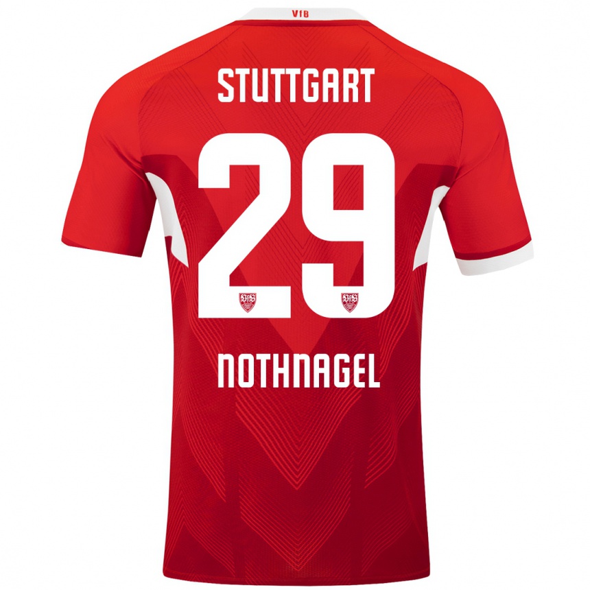 Herren Fußball Dominik Nothnagel #29 Rot Weiß Auswärtstrikot Trikot 2024/25 T-Shirt Luxemburg