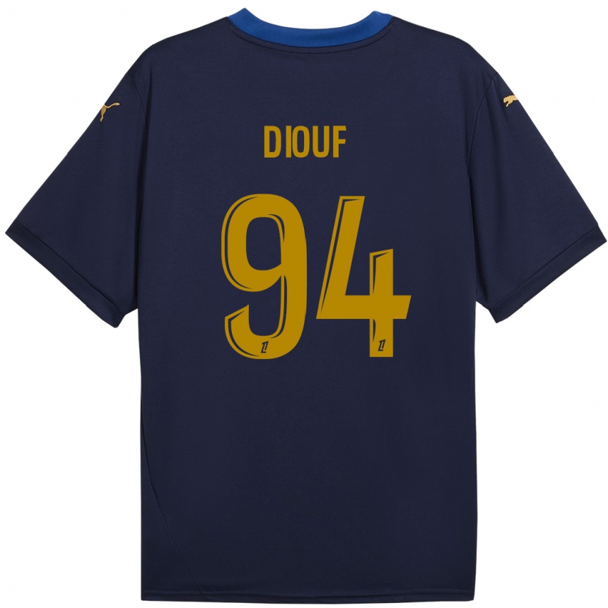 Herren Fußball Yehvann Diouf #94 Marineblau Gold Auswärtstrikot Trikot 2024/25 T-Shirt Luxemburg