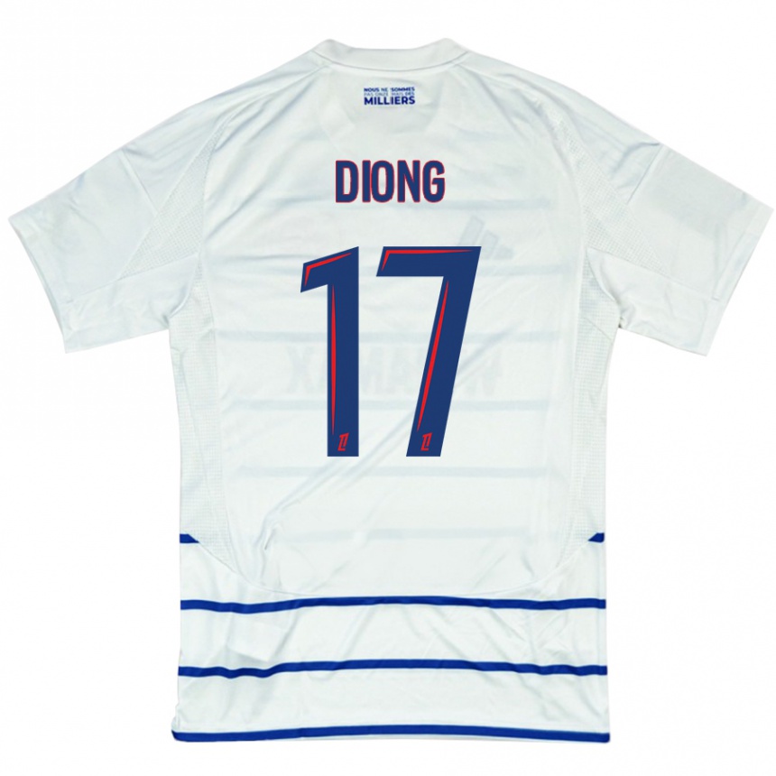 Herren Fußball Pape Diong #17 Weiß Blau Auswärtstrikot Trikot 2024/25 T-Shirt Luxemburg