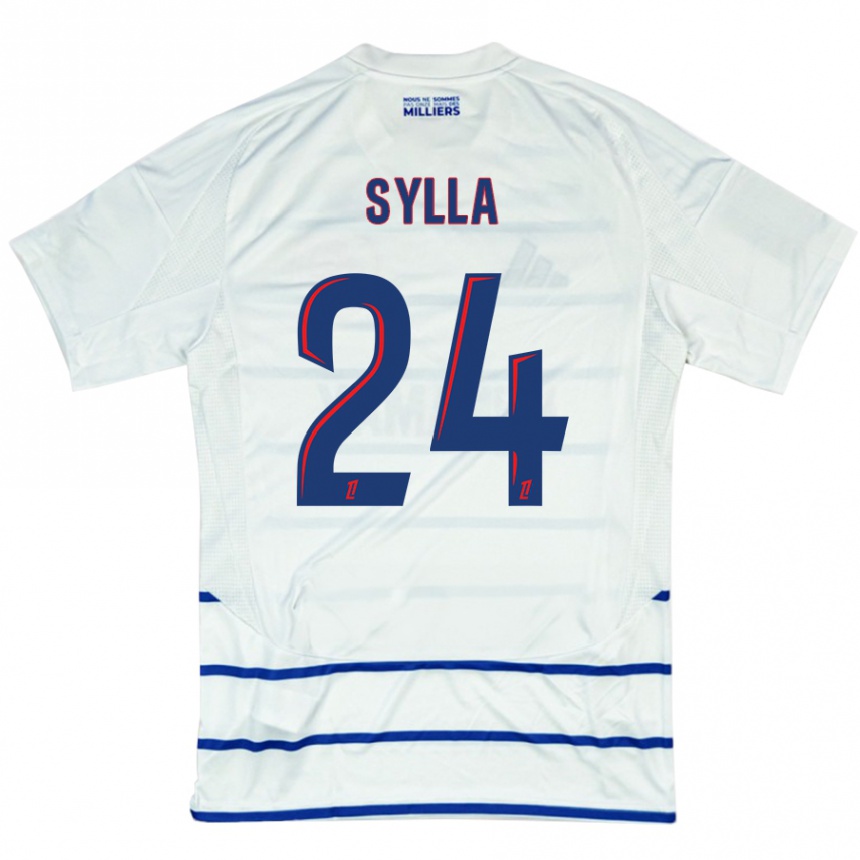 Herren Fußball Abakar Sylla #24 Weiß Blau Auswärtstrikot Trikot 2024/25 T-Shirt Luxemburg