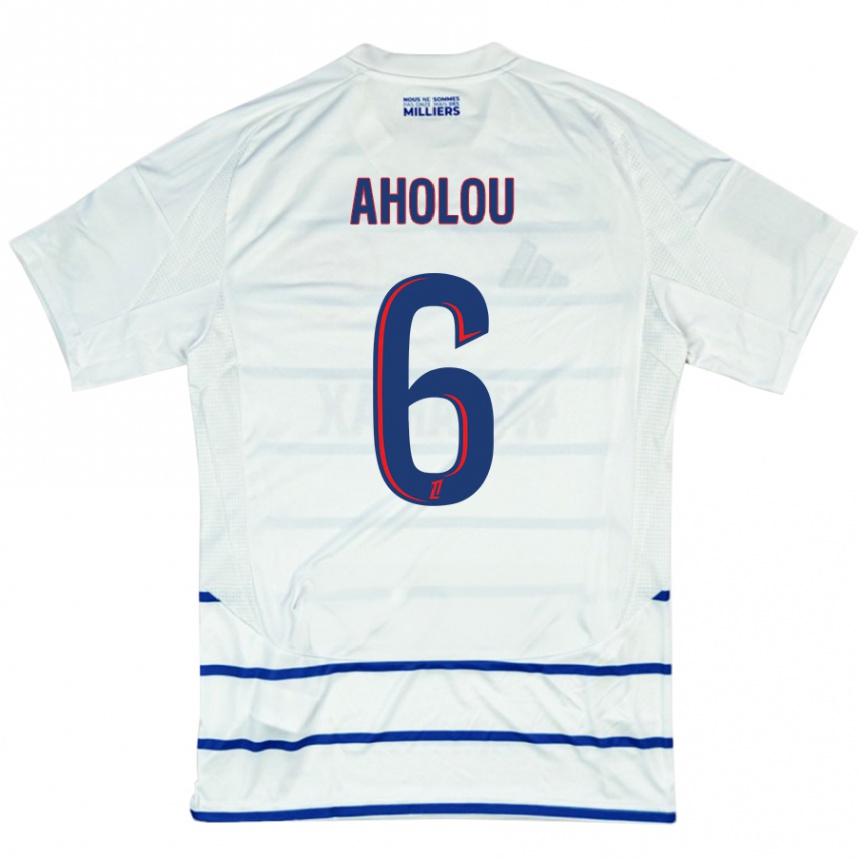 Herren Fußball Jean-Eudes Aholou #6 Weiß Blau Auswärtstrikot Trikot 2024/25 T-Shirt Luxemburg