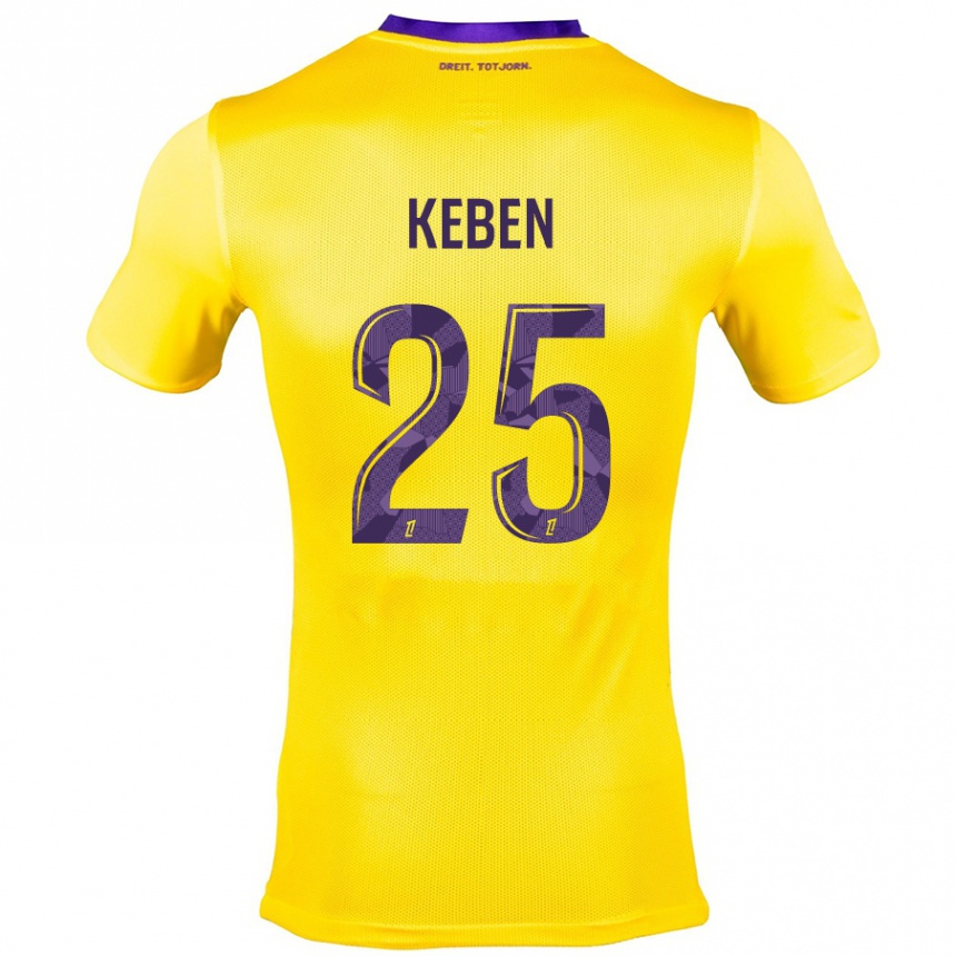 Herren Fußball Kévin Keben #25 Gelb Lila Auswärtstrikot Trikot 2024/25 T-Shirt Luxemburg