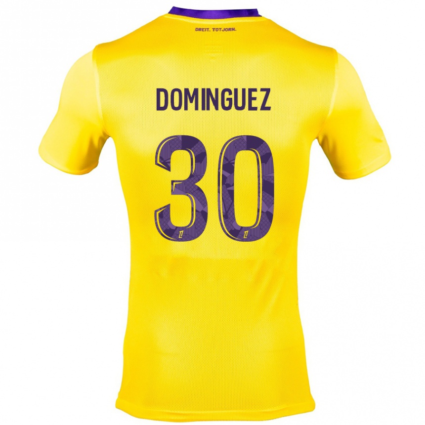 Herren Fußball Álex Domínguez #30 Gelb Lila Auswärtstrikot Trikot 2024/25 T-Shirt Luxemburg