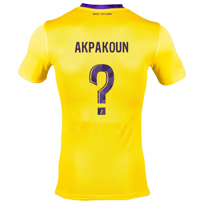 Herren Fußball Noé Akpakoun #0 Gelb Lila Auswärtstrikot Trikot 2024/25 T-Shirt Luxemburg