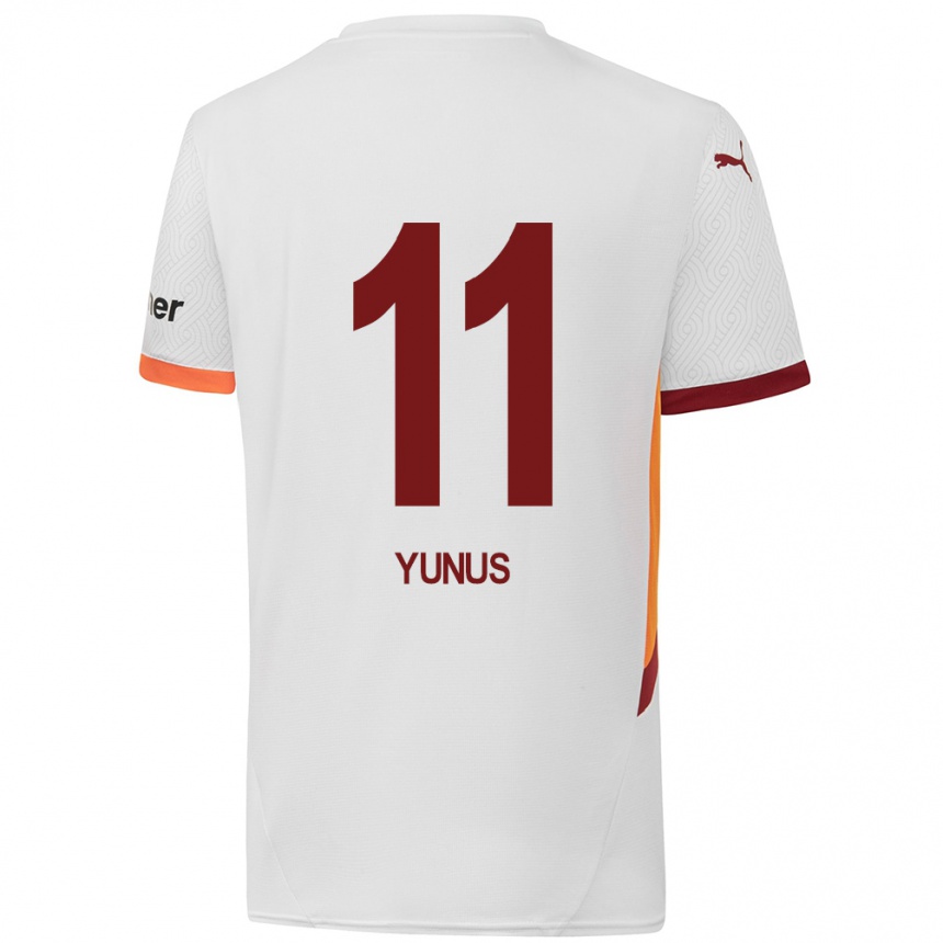 Herren Fußball Yunus Akgün #11 Weiß Gelb Rot Auswärtstrikot Trikot 2024/25 T-Shirt Luxemburg