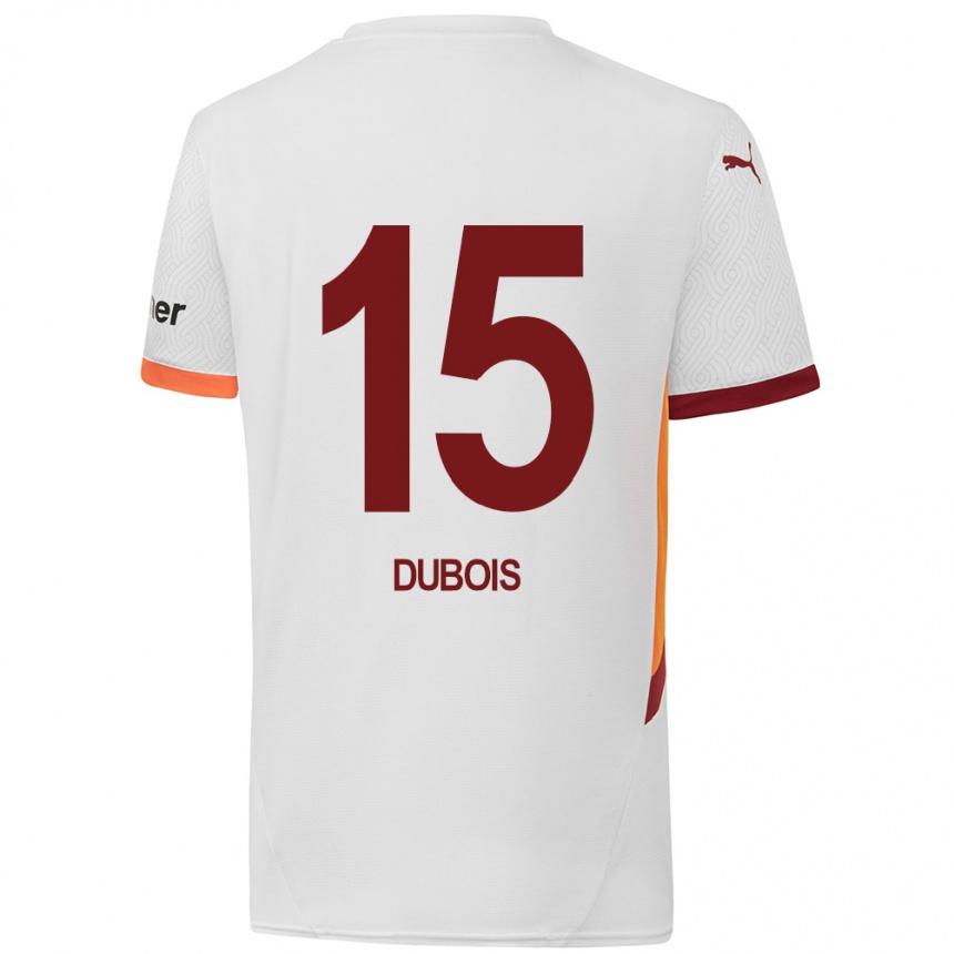 Herren Fußball Léo Dubois #15 Weiß Gelb Rot Auswärtstrikot Trikot 2024/25 T-Shirt Luxemburg