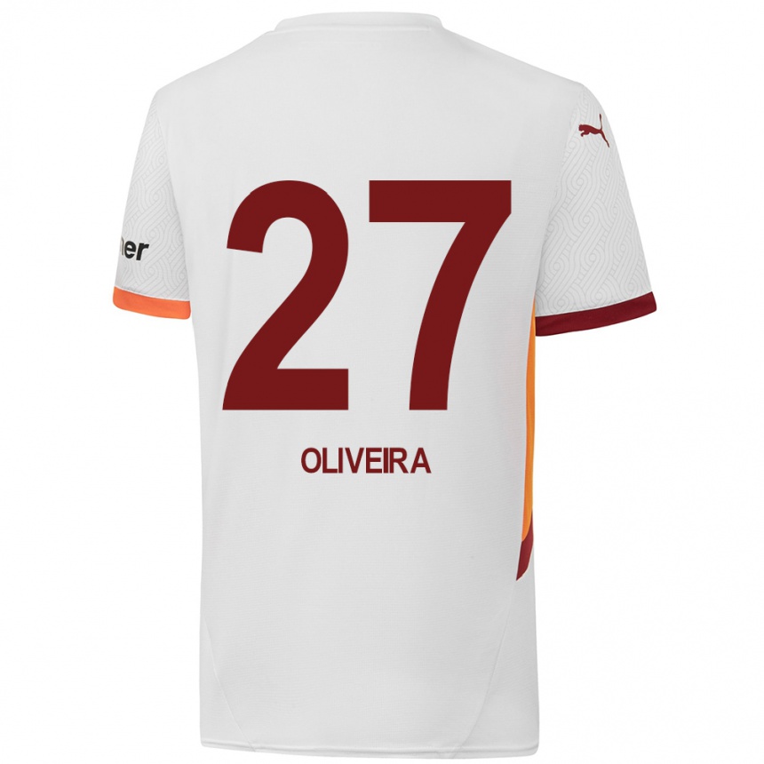 Herren Fußball Sérgio Oliveira #27 Weiß Gelb Rot Auswärtstrikot Trikot 2024/25 T-Shirt Luxemburg