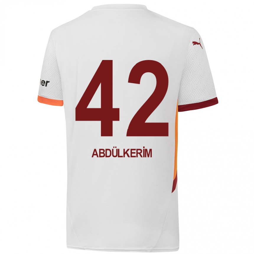 Herren Fußball Abdülkerim Bardakcı #42 Weiß Gelb Rot Auswärtstrikot Trikot 2024/25 T-Shirt Luxemburg