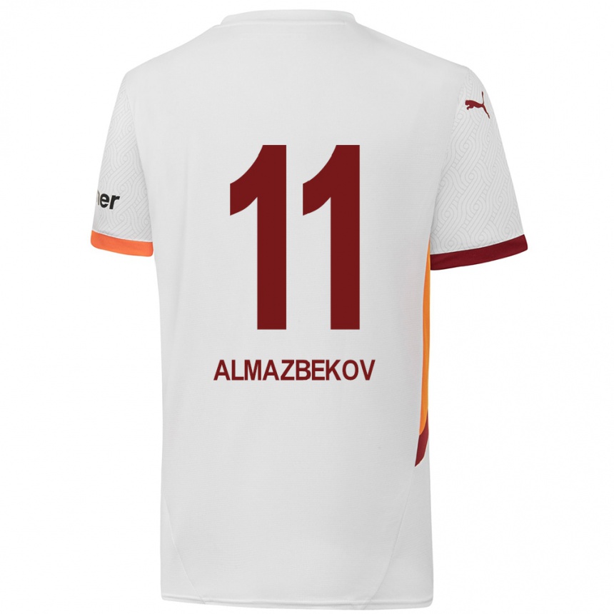 Herren Fußball Beknaz Almazbekov #11 Weiß Gelb Rot Auswärtstrikot Trikot 2024/25 T-Shirt Luxemburg