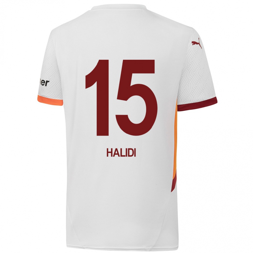 Herren Fußball Isa Halidi #15 Weiß Gelb Rot Auswärtstrikot Trikot 2024/25 T-Shirt Luxemburg