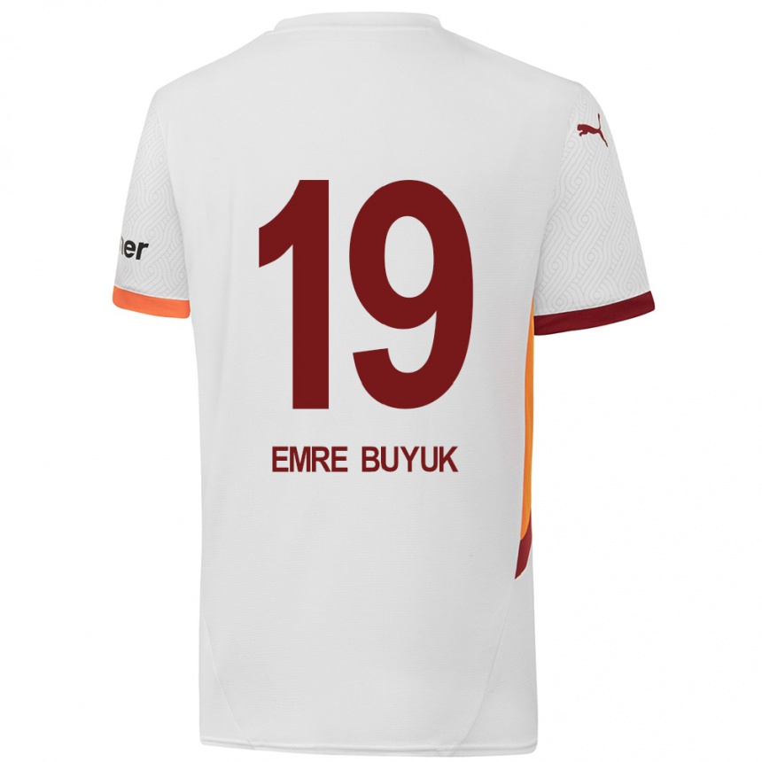 Herren Fußball Enes Emre Büyük #19 Weiß Gelb Rot Auswärtstrikot Trikot 2024/25 T-Shirt Luxemburg