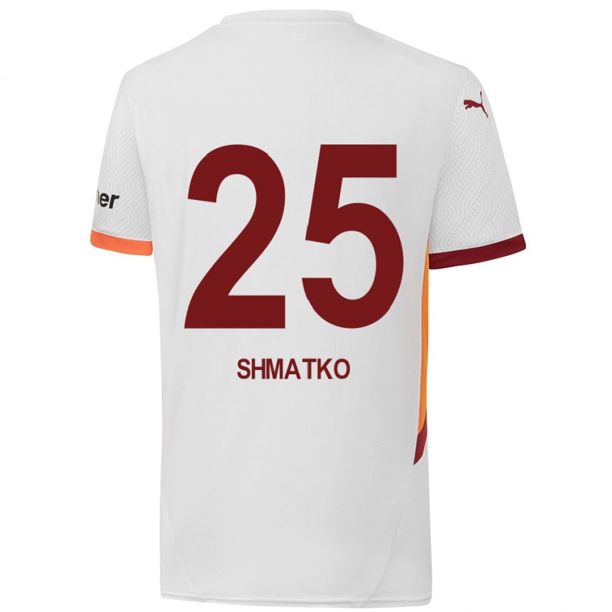 Herren Fußball Lyubov Shmatko #25 Weiß Gelb Rot Auswärtstrikot Trikot 2024/25 T-Shirt Luxemburg